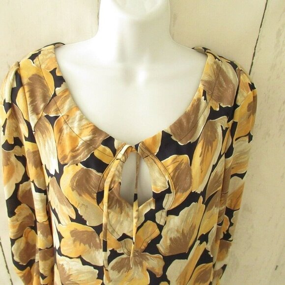 Anthropologie Meadow Rue Top 4 S Navy Blue Floral Long Sleeve Boho Peasant - Picture 2 of 5